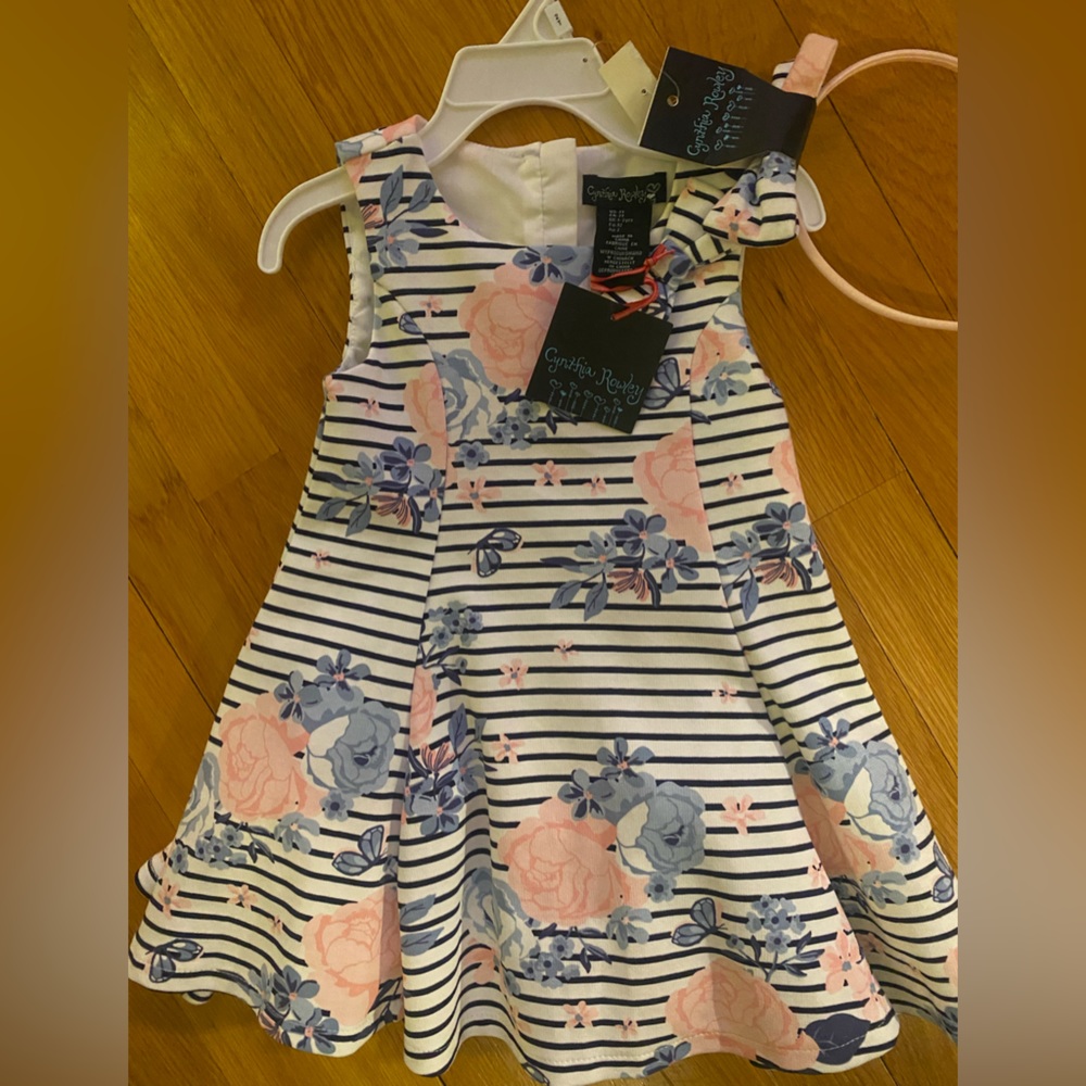 Cynthia rowley girls dress 2T with matching headband, NWT